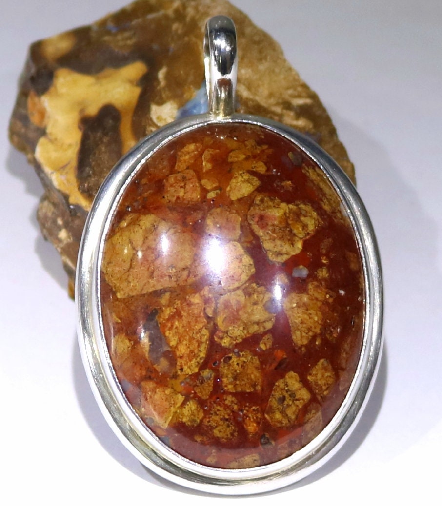 Ein Sterling Silber Breccicated Jaspis Anhänger von JewelerySilverDesign