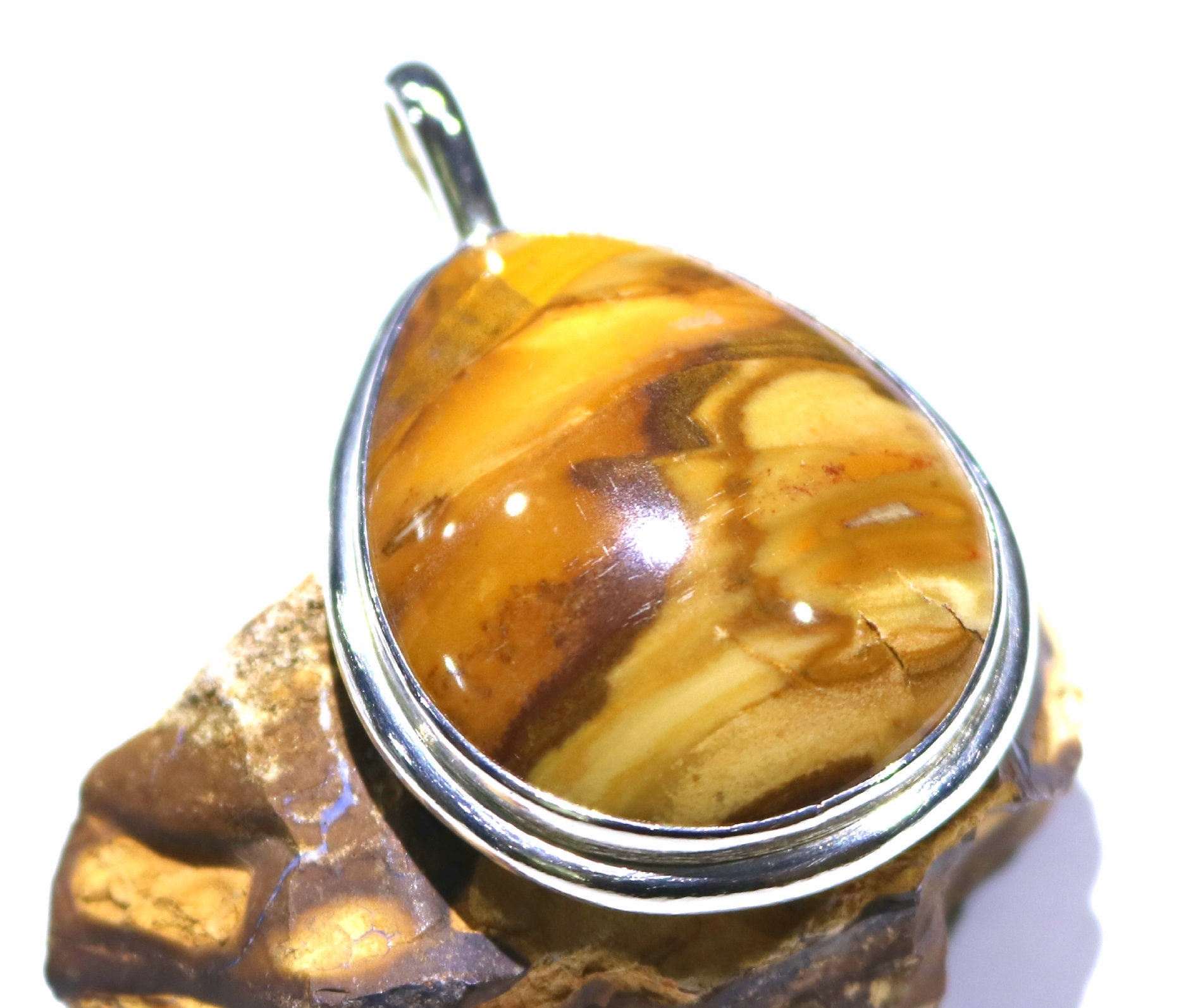 Ein Sterling Silber Versteinert Holz Anhänger von JewelerySilverDesign