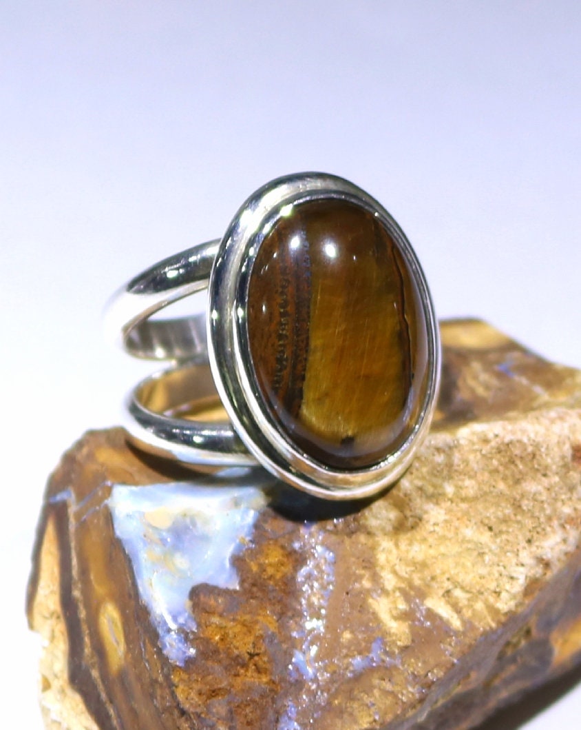 Ein Tigerauge Ring Aus Sterling Silber von JewelerySilverDesign