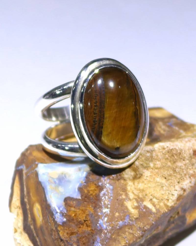 Ein Tigerauge Ring Aus Sterling Silber von JewelerySilverDesign