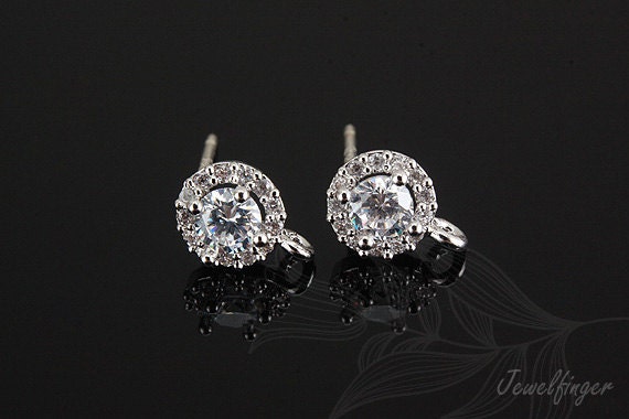 C1004-1 Paar/10 Paare, Rhodium Überzogener Zirkonia 6 Mm Runder Silber Ohrstecker, Hochzeitsschmuck, Brautschmuck, Nickelfrei von Jewelfinger