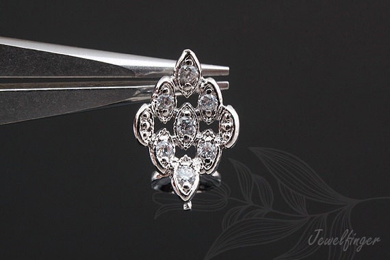 C1052-1 Paar/10 Paare-Ternäre Legierung Überzogene 7 Mm Perlkappen Ohrringe, Cz Ohrstecker Für Halb Gebohrte Perlen, Großhandel Ohrringe von Jewelfinger