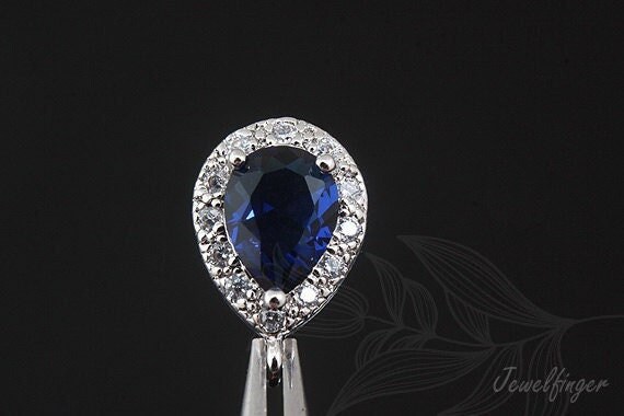 C1099-1 Paar/10 Paare-Ternäre Legierung Überzogen-Inverse Tropfen Saphir Zirkonia 14, 5 X 9, 5 Mm Silber Ohrstecker, Hochzeit Schmuck, Braut von Jewelfinger