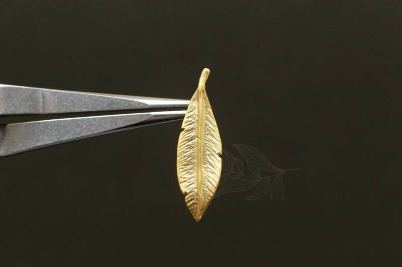 C1354-1Paar/10 Paare-Matt Gold Überzogen-7 24 Mm Schlanke Blatt Ohrstecker, 92, 5 Silber Post, Hypoallergen, Schmuckherstellung von Jewelfinger