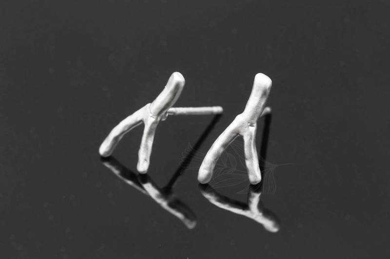 C1359-1 Paar/10 Paare-Matt Rhodiniert-7 14 Mm Zweig Ohrstecker, Winzige Bolzen, Silberpfosten, Hypoallergen, Großhandelsohrring Finden von Jewelfinger