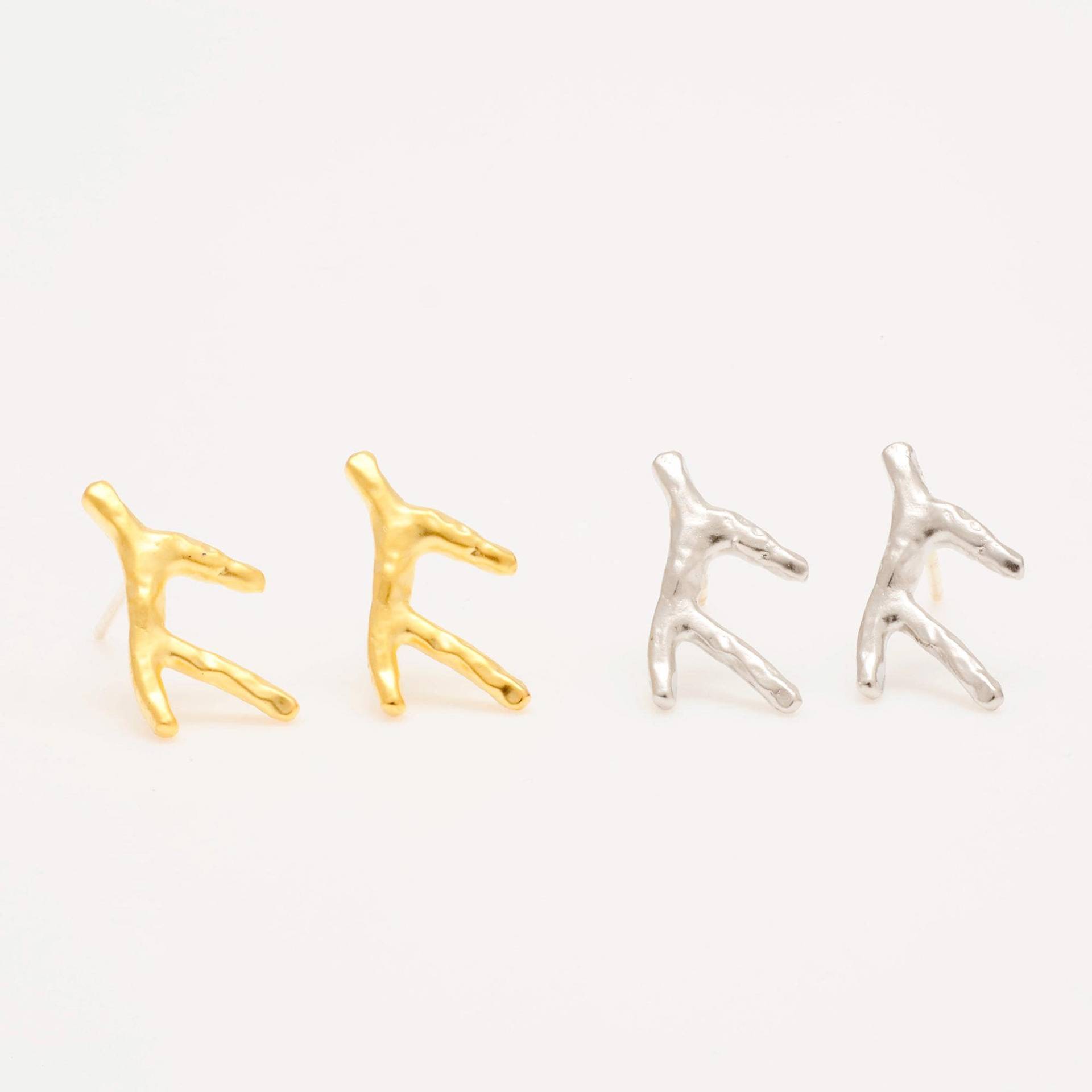 C1360, C1361-1 Paar/10 Paare, Zweig Ohrpfosten, Korallenohrringe, Kleine Ohrstecker, Silberpfosten, Hypoallergen, Großhandelsohrring Finden von Jewelfinger