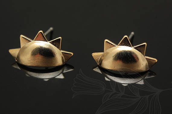 E1051-1 Paar/10 Paar-Matt Vergoldet-13.5 7 Mm Sonnen Ohr Post von Jewelfinger