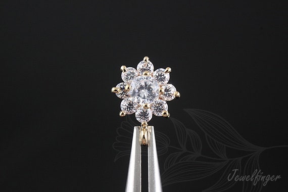 E724-1 Paar/10 Paar-Vergoldet-8 Mm Cz Blume Ohrstecker, Silber Ohrstecker E724-1 Paar/10 Paar-Vergoldet-8 Mm Cz Blume Ohrstecker, Silber Ohrstecker von Jewelfinger