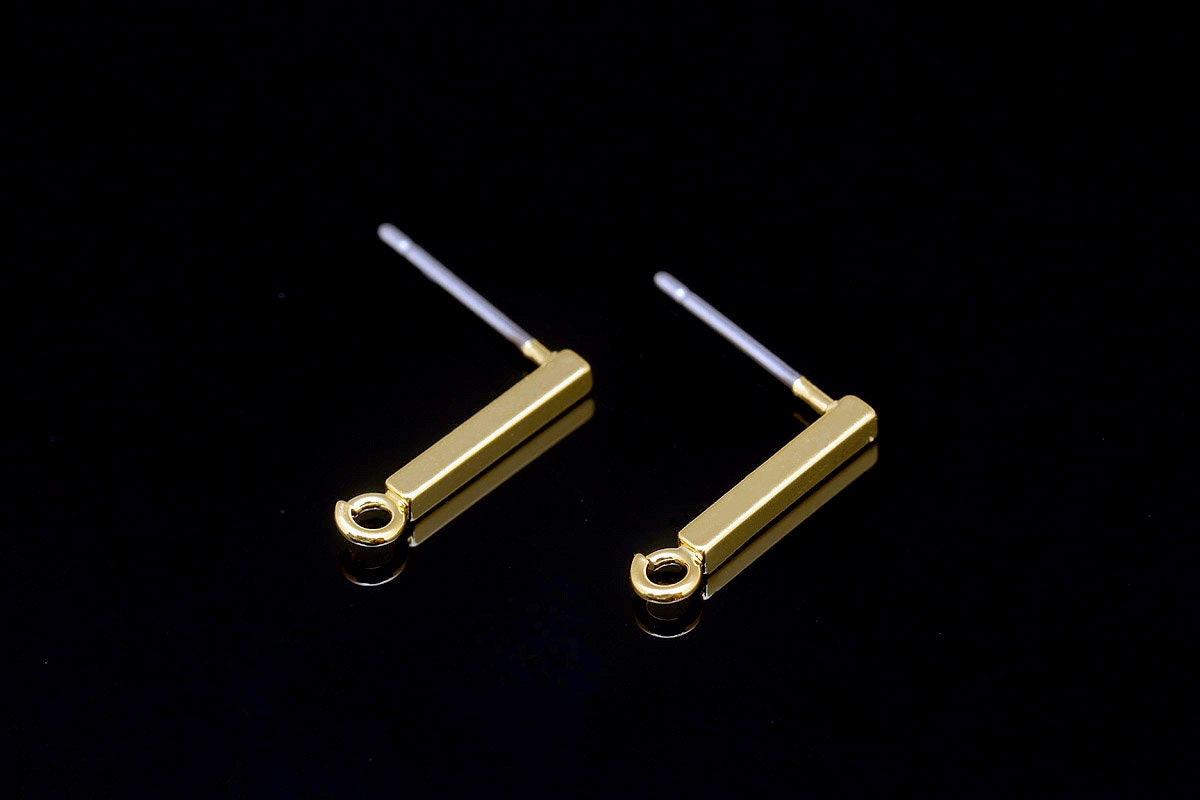 H1008-2 Paar/20 Paare-Vergoldete-1, 5 10 Mm Bar Ohrstecker, Winzige Stick Ni Free Post von Jewelfinger