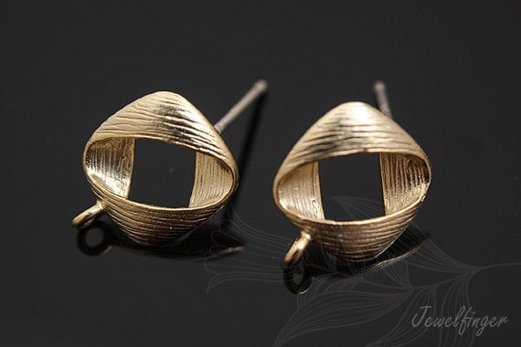 H471-1Paar/10Paare-Matt Vergoldet-Rechteck Ohrstecker, Rechteck Ohrstecker von Jewelfinger