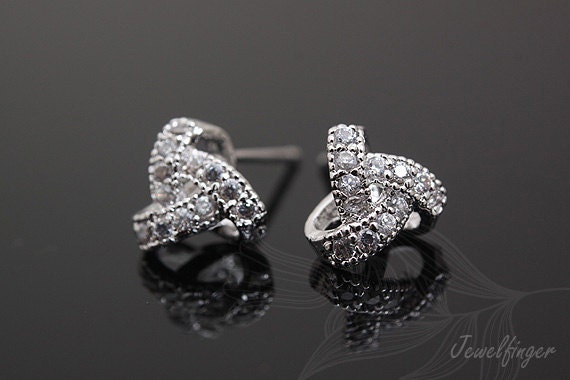 M085-1 Paar/10 Paare, Rhodiniert 9 Mm Knoten Ohrstecker, Silber Schmuckzubehör, Schmuckzubehör von Jewelfinger