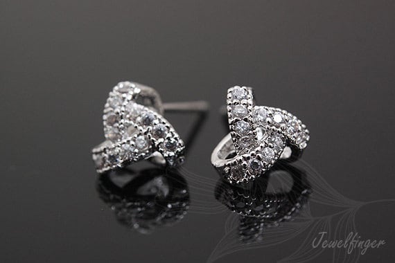 M085-1 Paar/10 Paare, Rhodiniert 9 Mm Knoten Ohrstecker, Silber Schmuckzubehör, Schmuckzubehör von Jewelfinger