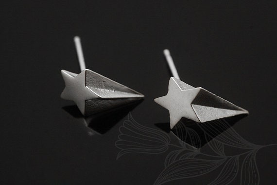 M1413-1 Paar/10 Paar-Matt Rhodiniert-6.5 11 Mm Sternschnuppe Ohrpfosten von Jewelfinger