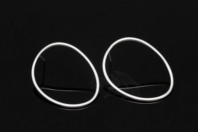 M1791-1 Paar/10 Paare-Matt Rhodium Überzogene Verdrehte Kreis-Bolzen-Ohrringe, Große Ohrringe Mit Scheibe von Jewelfinger