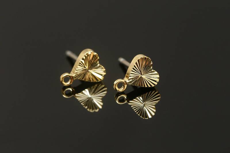 M700-2 Paare/20 Paare, 16K Echtgold Plattiert 5 Mm Schneidherz Ohrstecker, Kleine Herzohrstecker, Großhandelsohrringe, Nickelfrei von Jewelfinger