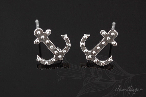 M800-1 Paar/10 Paar-Matt Rhodium Plated-9 9.5 Mm Anker Ohr Post von Jewelfinger