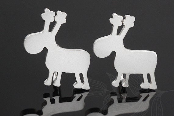 M860-1 Paar/10 Paar-Matt Rhodiniert-Ren Ohrstecker, Schmuckherstellung, Großhandel Schmuck Finden, Zubehör, Ohrringe von Jewelfinger