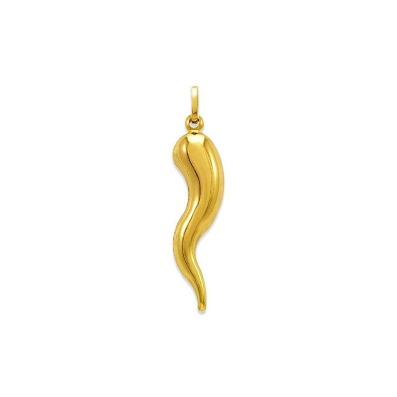 14K Real Gold Horn Anhänger, Gelbgold Cornicello Amulett Halskette Charm, Aberglaube Good Luck Anhänger von Jewelheartcalifornia