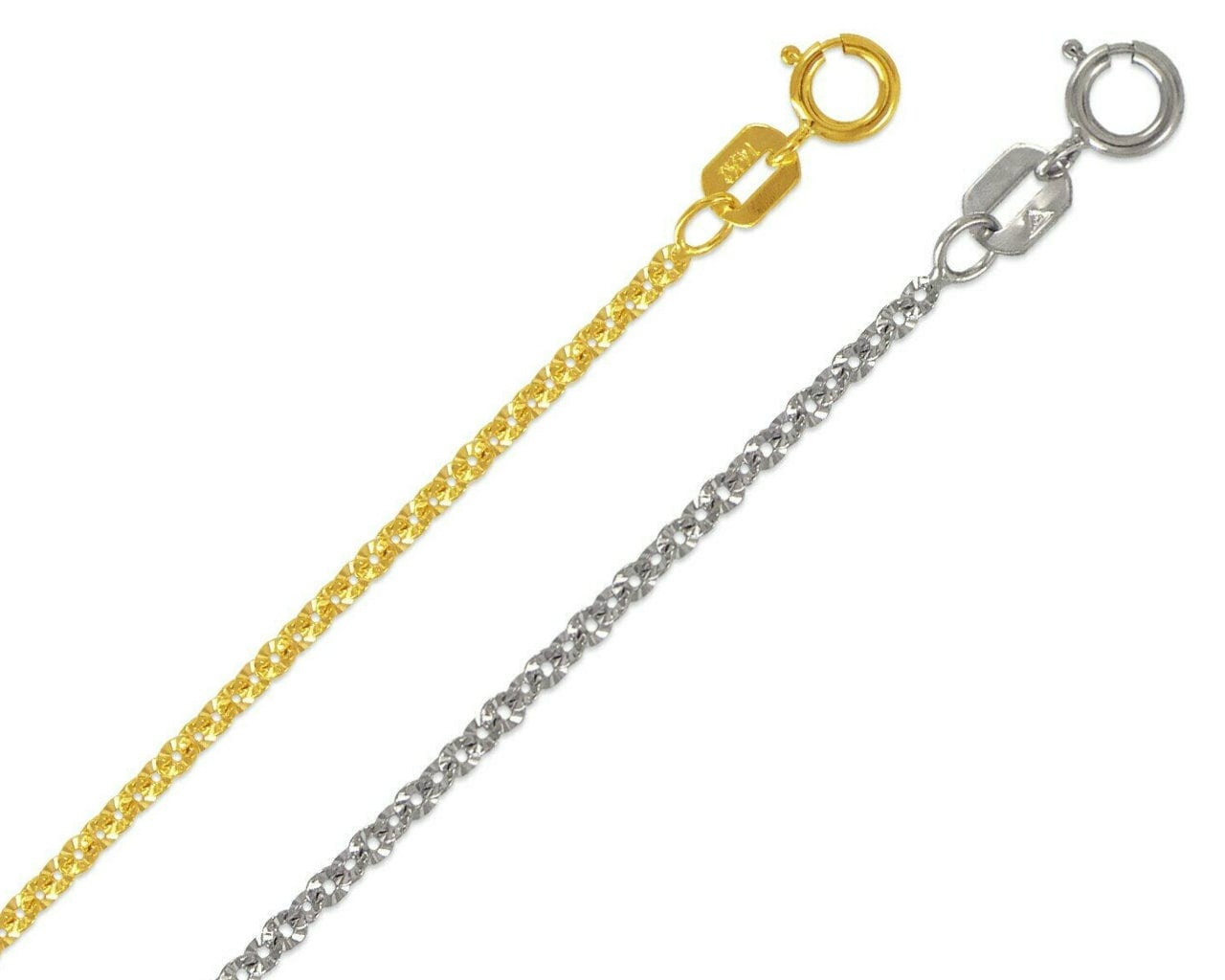 14K Solid Gelb Weiß Gold Stern Rolo Kette, Dünne Goldkette 1, 5 Mm, Zierliche Frauen, Zarte Halskette Italien, Geschenk Für Sie von Jewelheartcalifornia