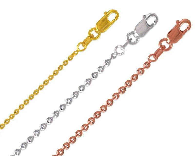 14K Solid Gelb Weiß Rose Gold Dc Flache Rolo Kette Italien, Zarte Halskette Frauen, Dünne Goldkette 1.2-2.1 Mm, Geschenk Für Sie von Jewelheartcalifornia