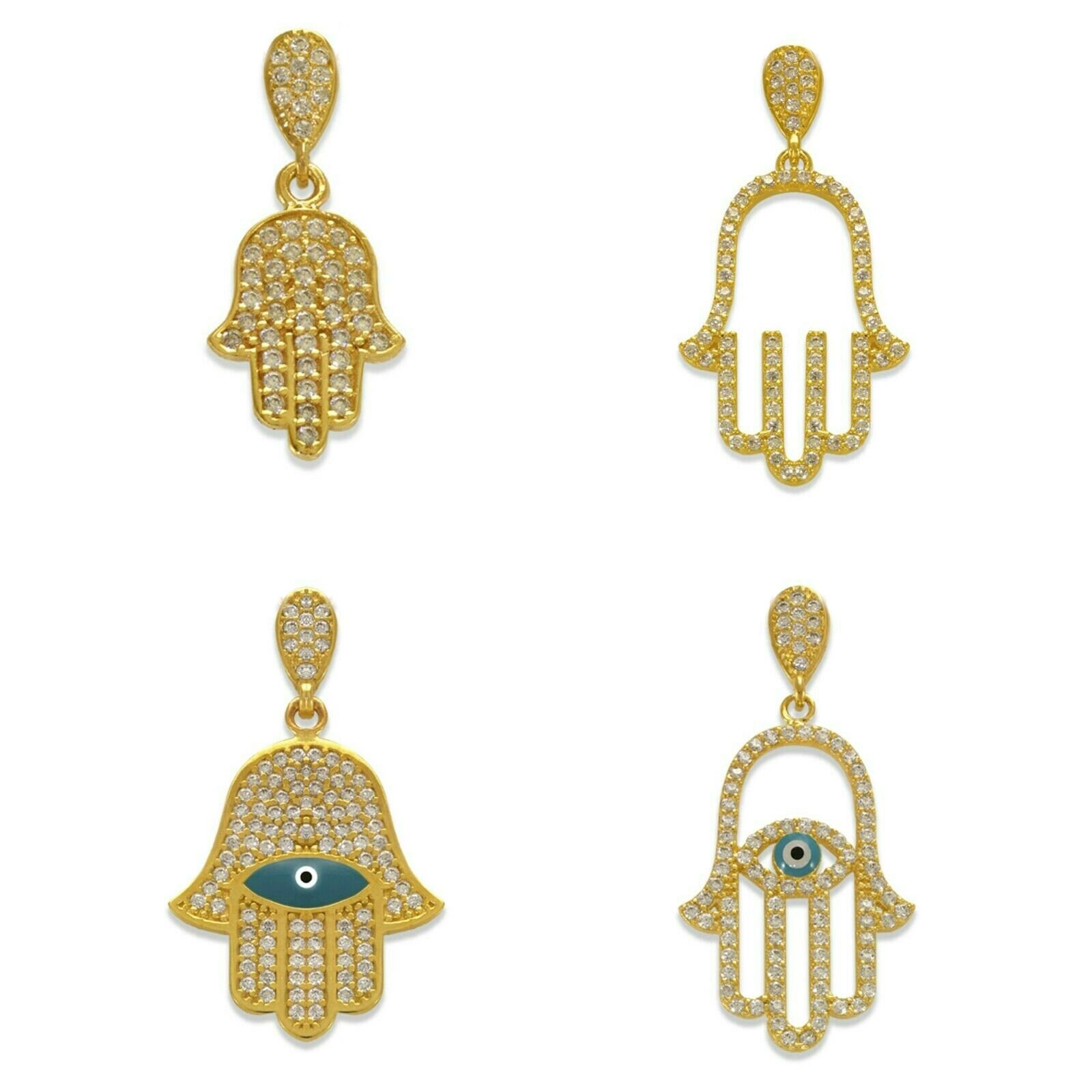 14K Solid Gold Cz Bösen Auge Hamsa Halskette Charme, Echtgold Hand Der Fatima Kette Anhänger, Spiritueller Schmuck Für Frauen, Geschenk Sie von Jewelheartcalifornia