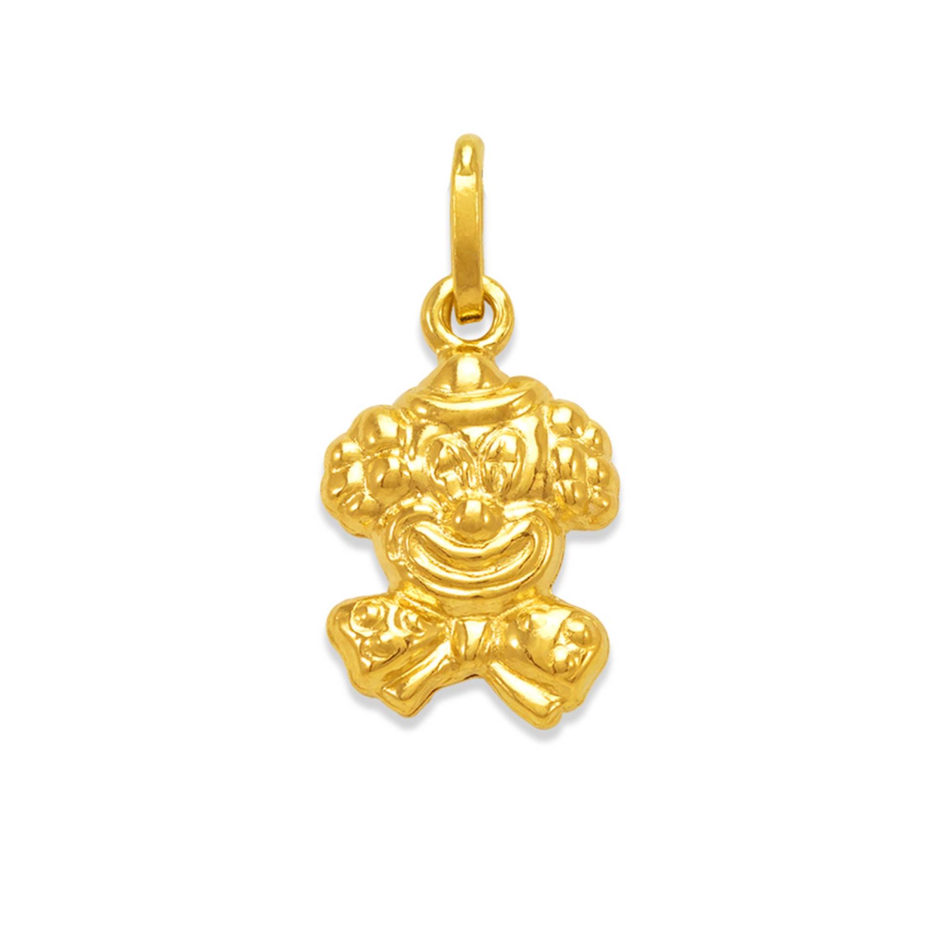 Clown-Anhänger-Charm, 14 Karat Massives Gelbgold, Clown-Kopf-Anhänger, Damen-Halsketten-Charm von Jewelheartcalifornia