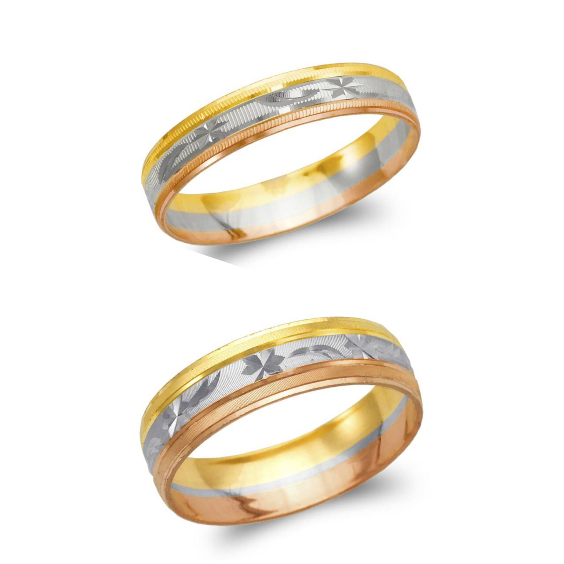 Ehering 14K Solid Tri Color Gold, Sternschnuppe Trauring Männer Frauen 4-6 Mm Größe 5-11 Ehering 14K Solid Tri Color Gold, Sternschnuppe Trauring Männer Frauen 4-6 Mm Größe 5-11 von Jewelheartcalifornia