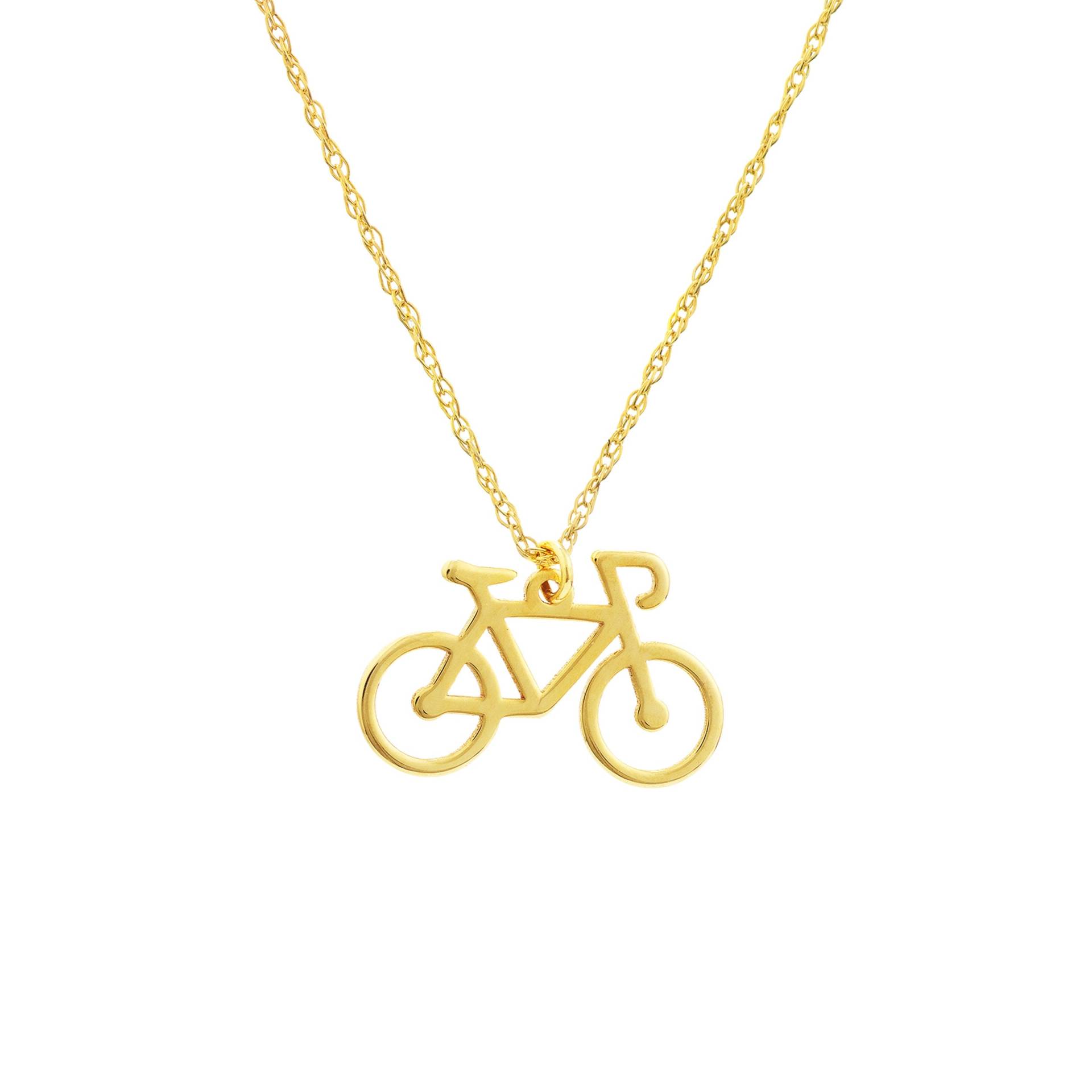 Fahrrad-Halskette 14K Solidem Gelbgold Fahrrad-Anhänger-Halsketten-Frauen-Einstellbare Twisted Seil-Kette Sport-Halskette von Jewelheartcalifornia
