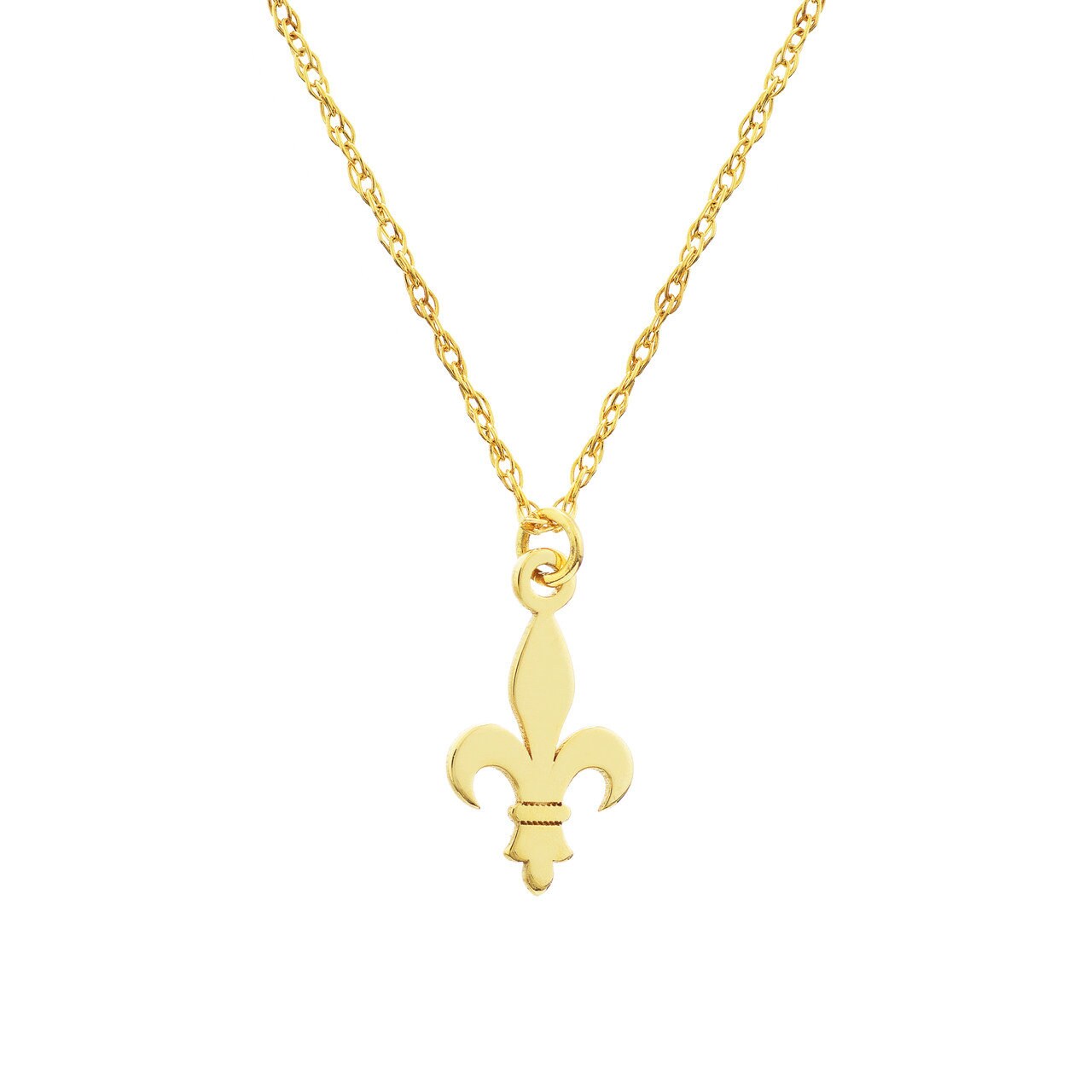 Fleur De Lis Halskette 14K Gelbgold Lilie Blume Anhänger Halskette, Frauen Einstellbare Twisted Seil Kettenhalskette von Jewelheartcalifornia