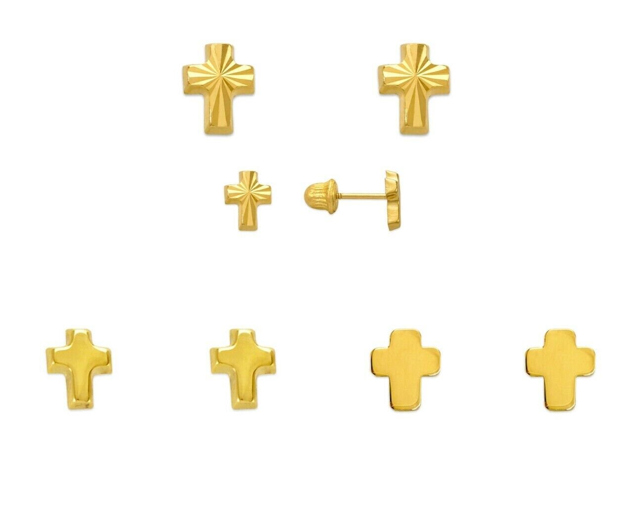 Kreuz-Ohrstecker Aus 14-Karätigem Gelbgold, Kreuz-Ohrringe Für Männer, Frauen, Kinder, 14-Karätiges Gold, Kruzifix-Ohrringe von Jewelheartcalifornia