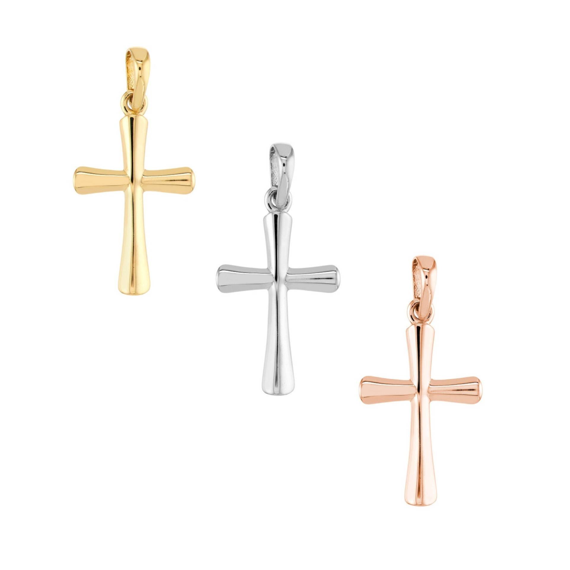 Schlichte Kreuz Anhänger 14K Gelb Weiß Rose Gold Religiöse Halskette Charme von Jewelheartcalifornia