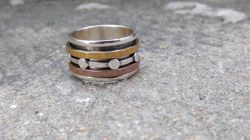 3 Ton Spinning Ring, Fidget Statement 925 Sterling Silber Spinner Handgemachte Meditation Ring Schöne Weihnachtsgeschenk 3 Ton Spinning Ring, Fidget Statement 925 Sterling Silber Spinner Handgemachte Meditation Ring Schöne Weihnachtsgeschenk von JewelhubIndia