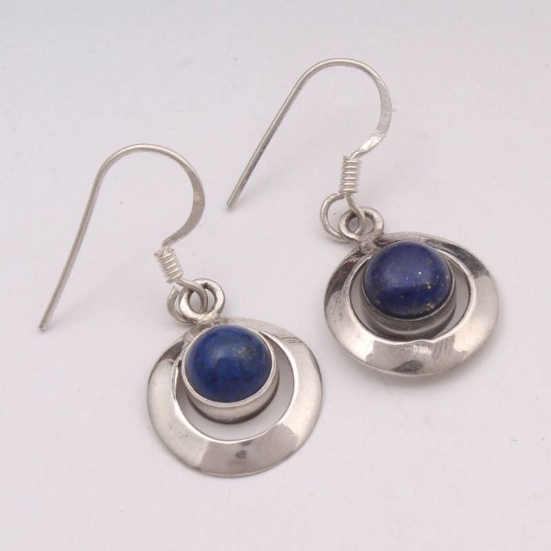 Lapis Lazuli Sterling Silber Ohrringe, Boho Edelstein Schmuck von JewelhubIndia