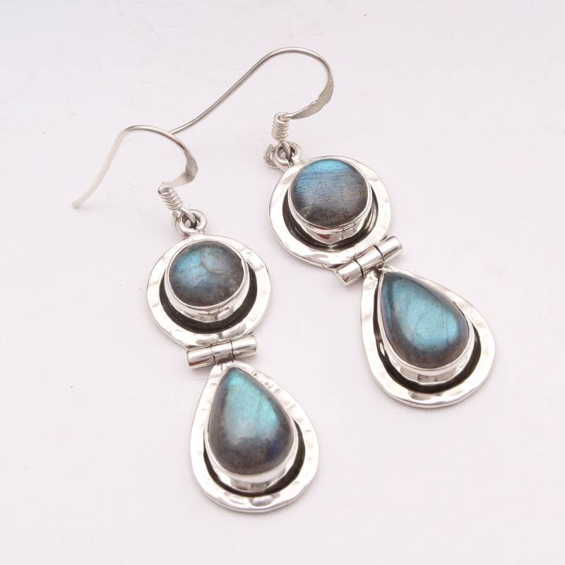 Handgemachte Sterling Silber Labradorit Ohrringe, Brautjungfer Geschenk von JewelhubIndia