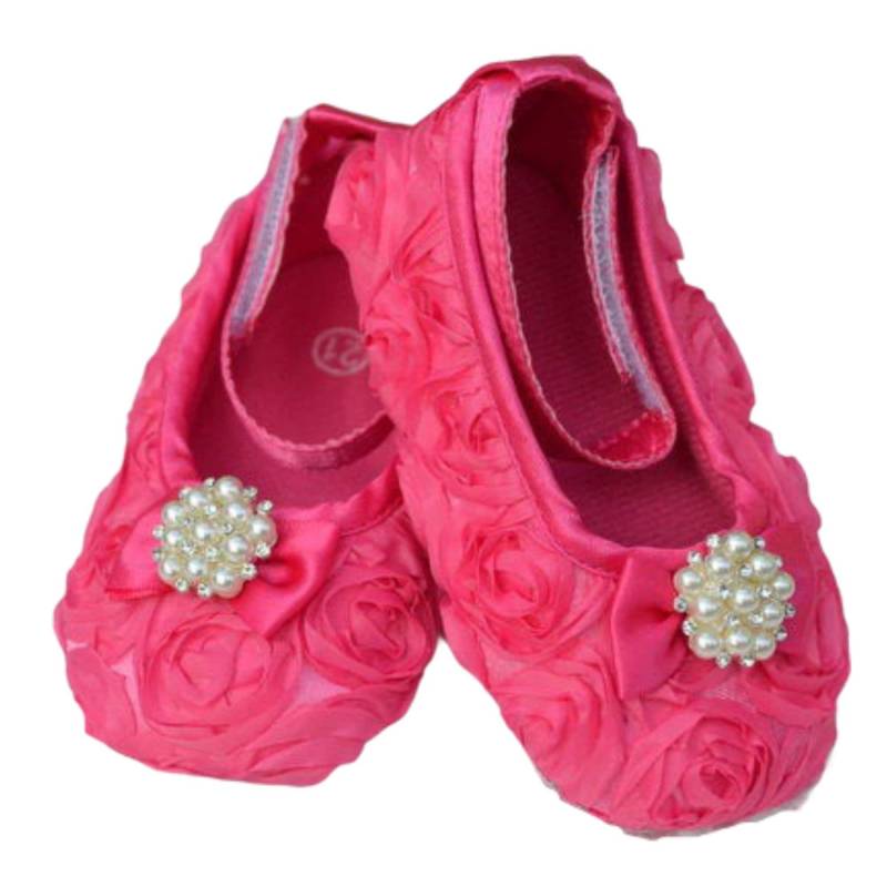 Krabbelschuhe Für Mädchen - Hot Pink Rosette Weiche Sohle Mit Strass Und Perle Akzent Krabbelschuhe Für Mädchen - Hot Pink Rosette Weiche Sohle Mit Strass Und Perle Akzent von JeweliasCloset