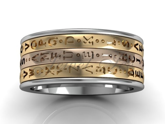 14 K Drei Ton Weiß, Gelb Und Rose Gold Reihe Spinner Da Vinci Cryptex, Codex, Decoder Ring Pfund-2025-8 von Jewelice