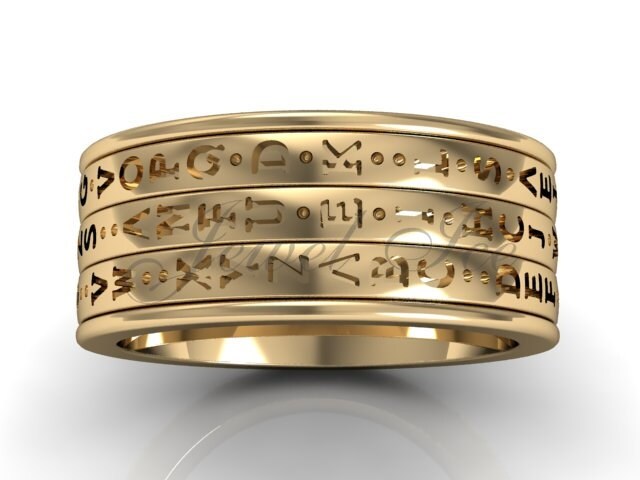 14K Gelbgold Dreireihige Spinner Da Vinci Cryptex, Codex, Codex Ring Pound-2025-2 von Jewelice