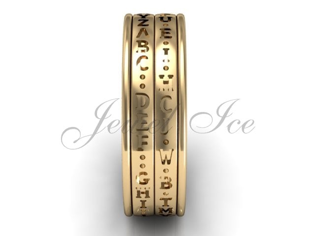 Decoder Ring - 14 K Gelbgold Zwei Reihe Spinner Da Vinci Cryptex Codex Pfund-2024-2 von Jewelice