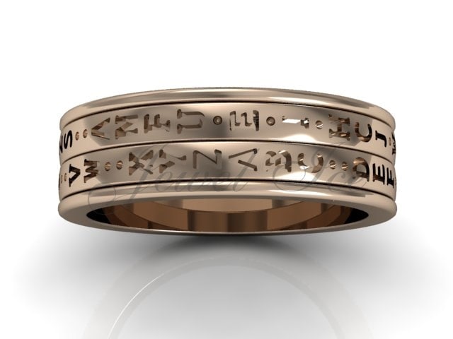 Decoder Ring - 14 K Rose Gold Zwei Reihe Spinner Da Vinci Cryptex Codex Pfund-2024-3 von Jewelice