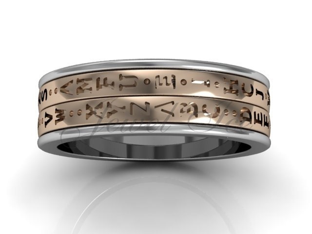 Decoder Ring - 14 K Weiß Und Rose Gold Zwei Reihe Spinner Da Vinci Cryptex Codex Pfund-2024-5 von Jewelice