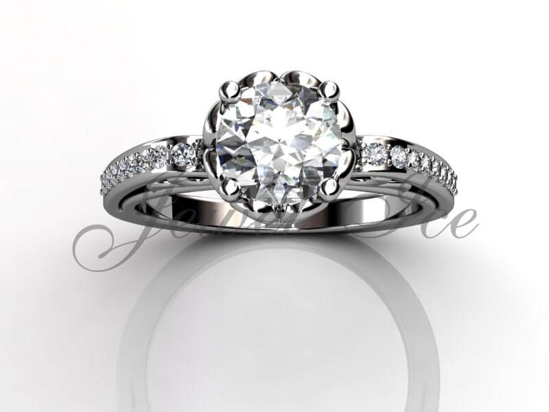 Filigrane Scroll Verlobungsring - Platin Diamant Art Nouveau Filigrane Verlobungsring, Ehering Filigrane, Versprechen Ring E.r-1091 von Jewelice