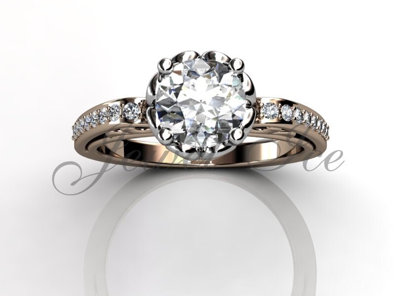 Filigrane Scroll-Verlobungsring - Rose-Weiß-Gold Diamant Art Nouveau Filigrane Scroll-Verlobungsring, Ehering E.r-1091-6 Filigrane Scroll-Verlobungsring - Rose-Weiß-Gold Diamant Art Nouveau Filigrane Scroll-Verlobungsring, Ehering E.r-1091-6 von Jewelice