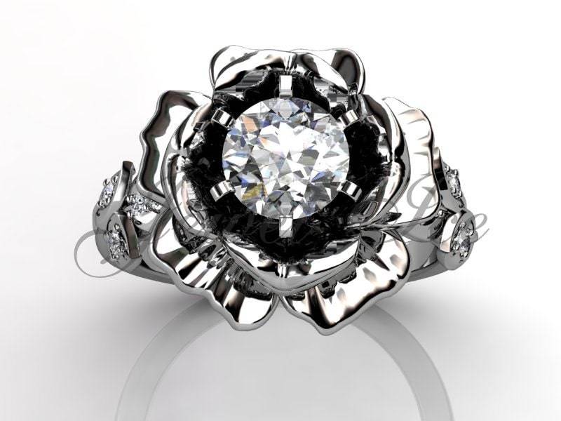 Moissanit Verlobungsring - 14K Weißgold Forever One Verlobungsring, Ring, Bester Freund Geburtstag Geschenke Ermz-1032-1 von Jewelice