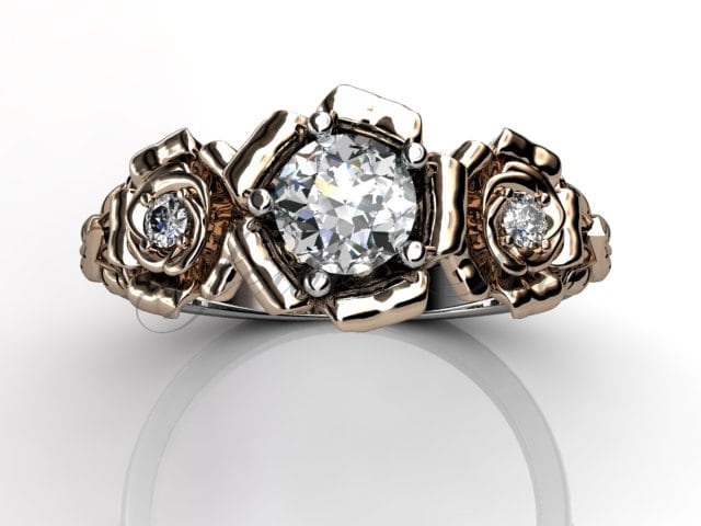 Moissanite Verlobungsring - 14 K Weiß Und Rosa Gold Forever One Diamant Einzigartige Blume Verlobungsring, Ehering Ermz-1088-5 von Jewelice