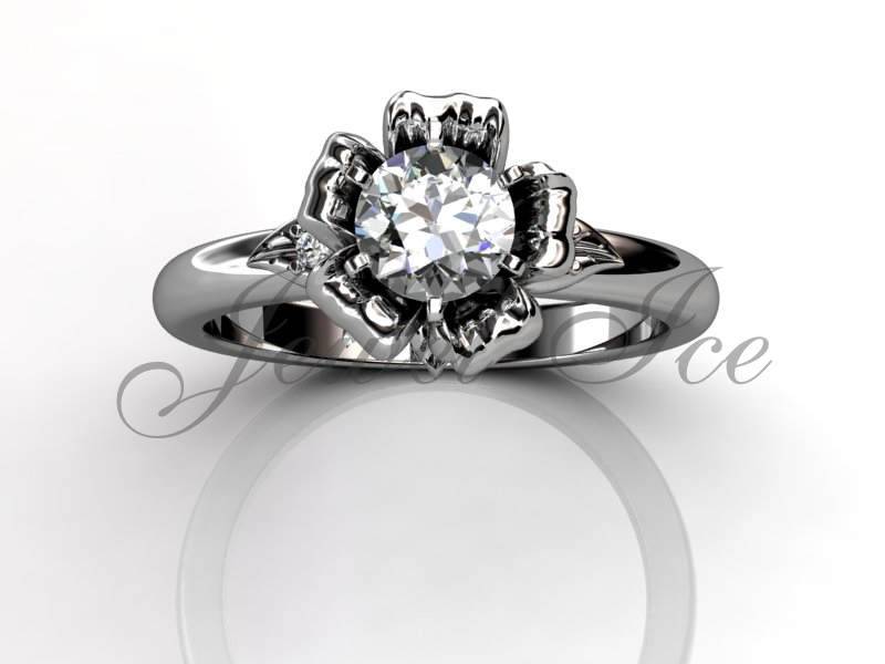 Platin Diamant Einzigartiger Blumen Verlobungsring, Brautring, Ehering Er-1048 von Jewelice