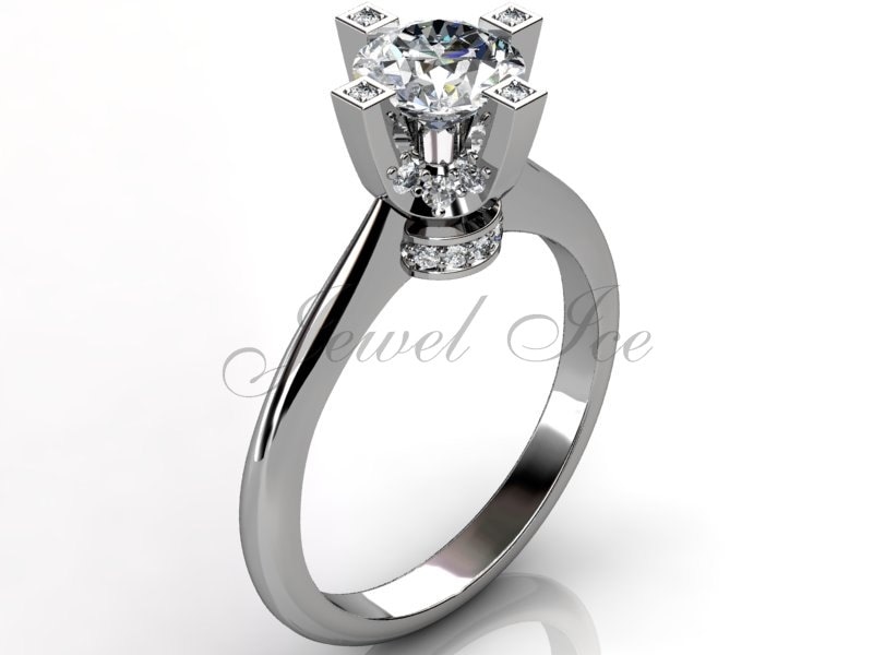 Platin Diamant Verlobungsring, Brautring, Ehering, Jubiläumsring Er-1026 von Jewelice