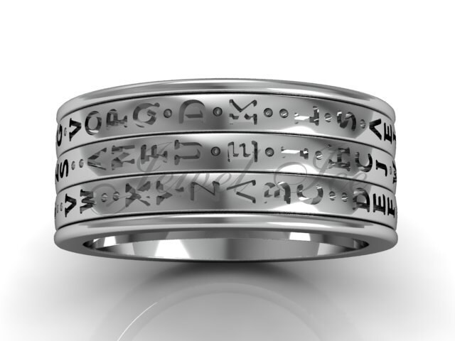 Platin Dreireihige Spinner Da Vinci Cryptex, Codex, Barcode Ring Pound-2025 von Jewelice