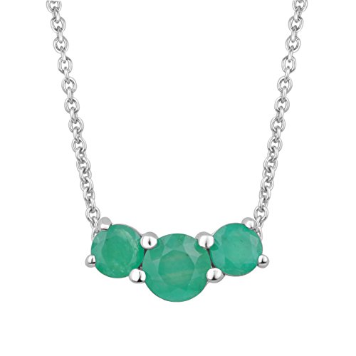 Jewelili - FASHIONNECKLACEBRACELETANKLET 925 Sterling-Silber Silber Rundschliff grün Émeraude von Jewelili