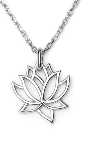 Jewellbox Damen-Halskette aus 925er-Sterlingsilber, Lotusblüte, verstellbare Größe 40,6–50,8 cm von Jewellbox