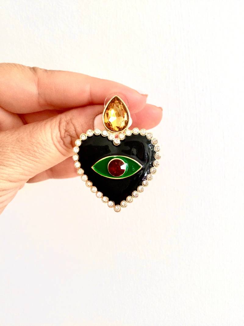 Kristall Liebe Herz Böses Auge Ohrringe Kristall Liebe Herz Böses Auge Ohrringe von JewelledBazaar